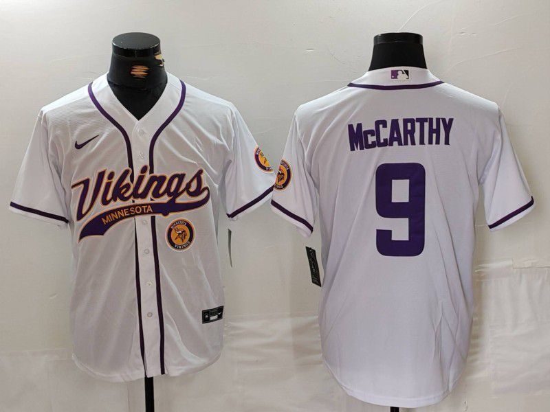 Men Minnesota Vikings #9 Mccarthy White Joint Name 2024 Nike Limited NFL Jersey style 3->minnesota vikings->NFL Jersey